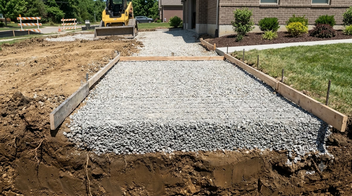 Step 2: compacted stone gravel base