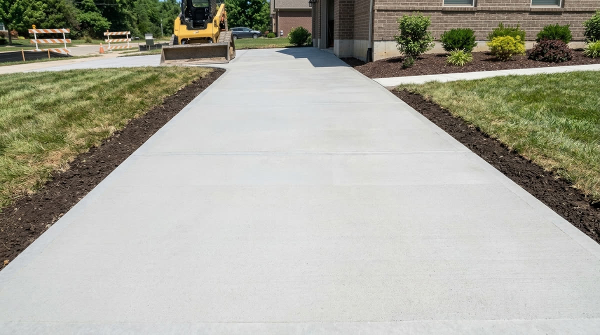 Step 4: finished broom-finish concrete driveway