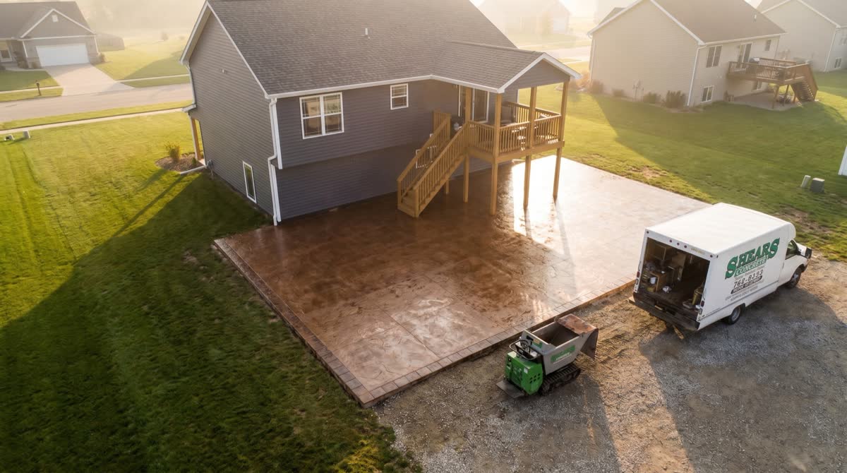 Shears Concrete stamped patio aerial